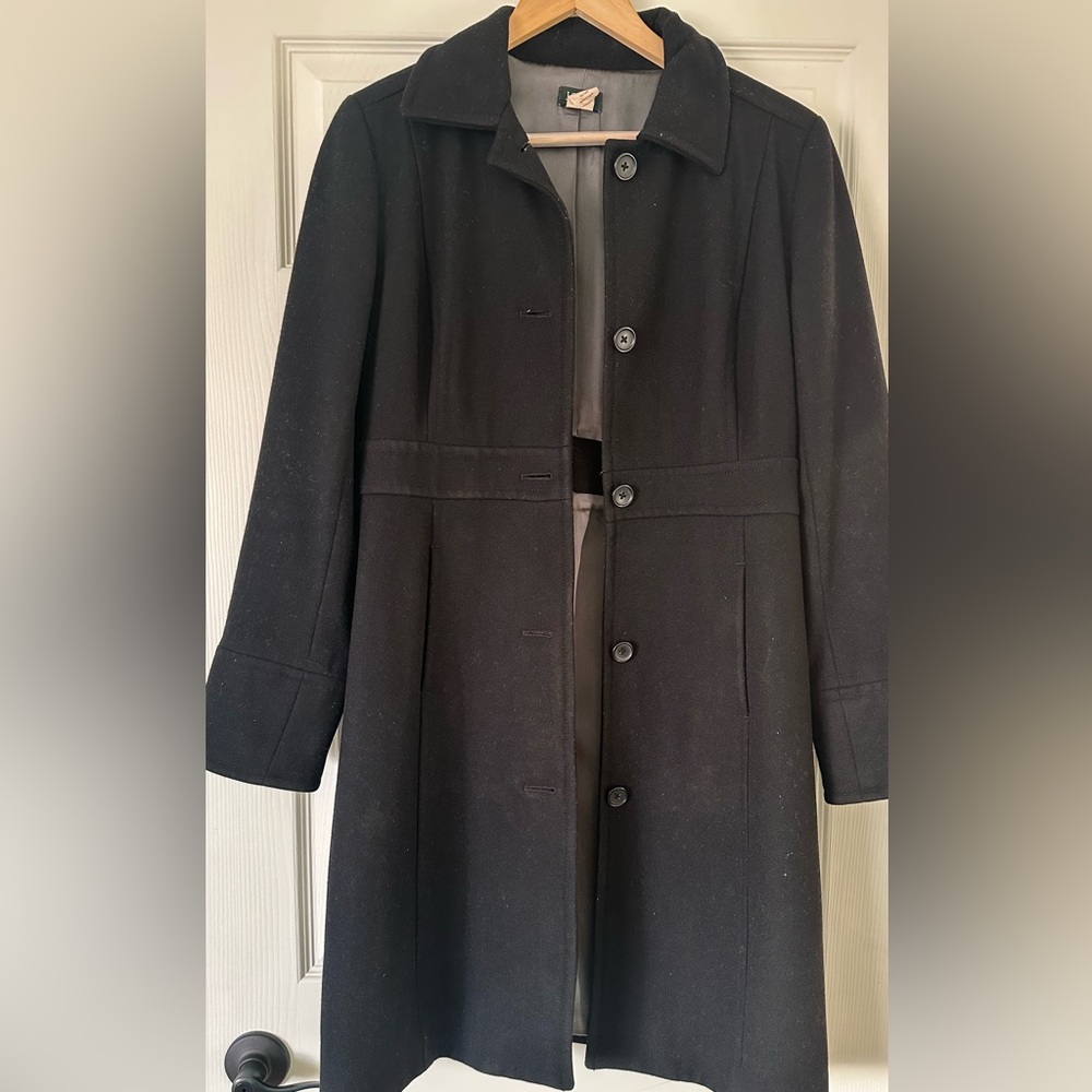 J Crew factory Black Lady Day Coat 100% wool size 8
